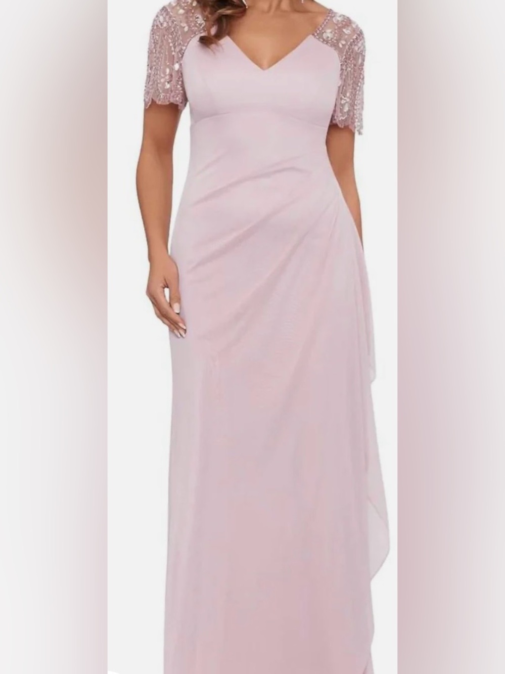 Xscape Lana Rose Pink Draped Formal Dress Mother Grandmother 16